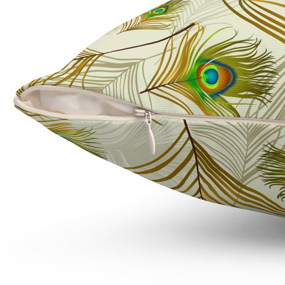 55PCF  Peacock Feather Pillow