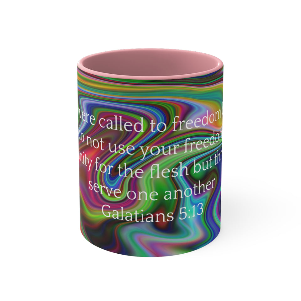 28CMSM  Colorful Marble Galatians 5:13 Mug