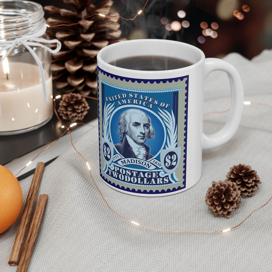 1JMSM  James Madison US Stamp mug