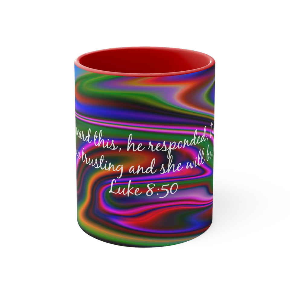 74CMSM  Colorful Marble Luke 8:50 Mug
