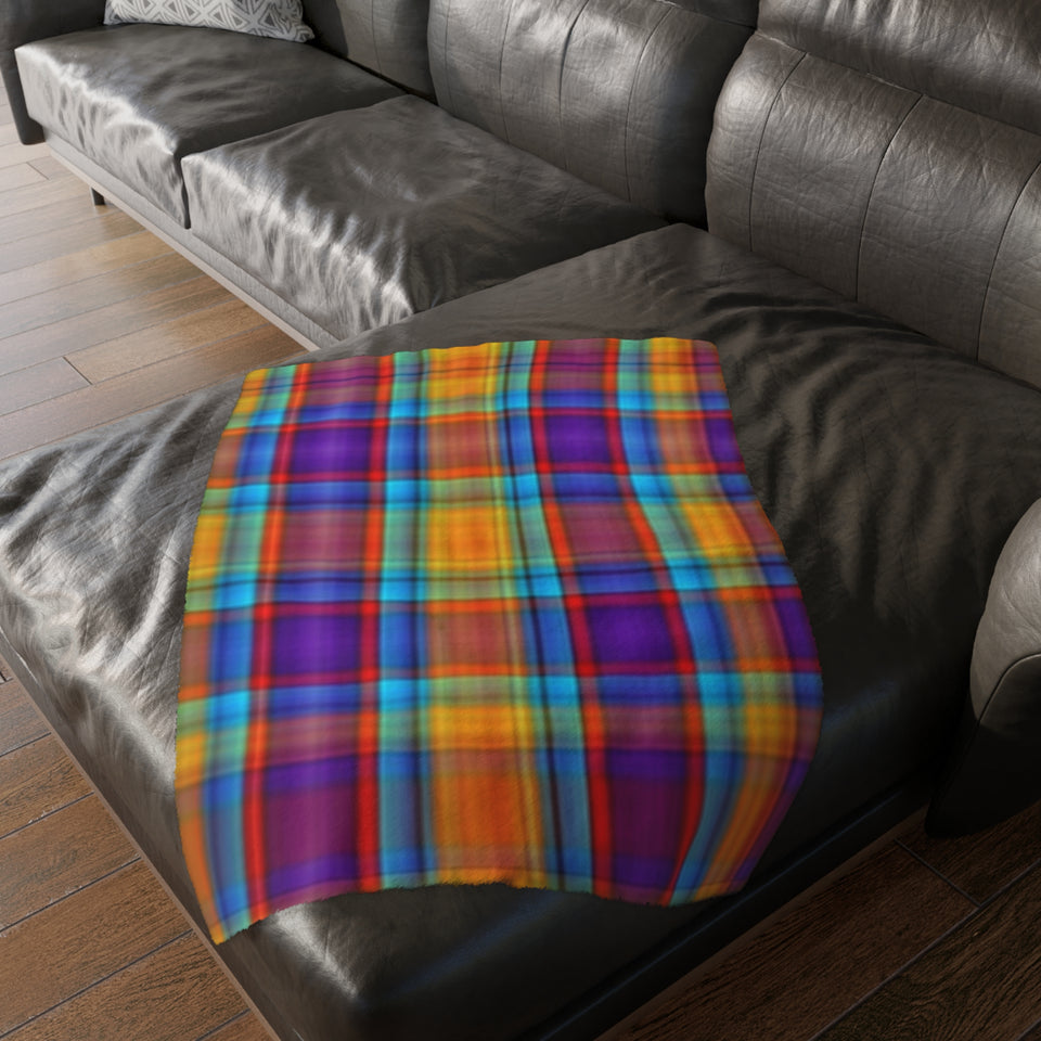 49CB  Colorful Plaid Blanket