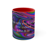 33CMSM  Colorful Marble John 8:36 Mug