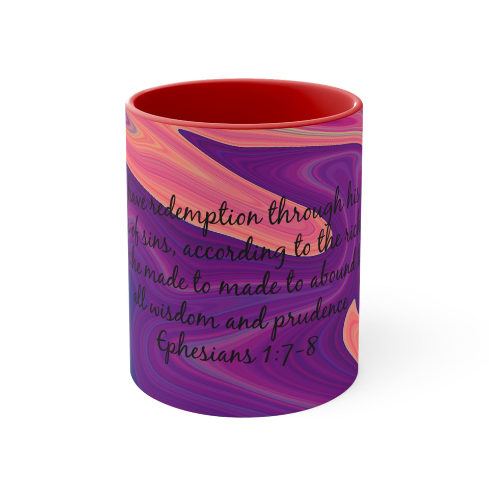11CMSM  Colorful Marble Ephesians 1:7-8 Mug