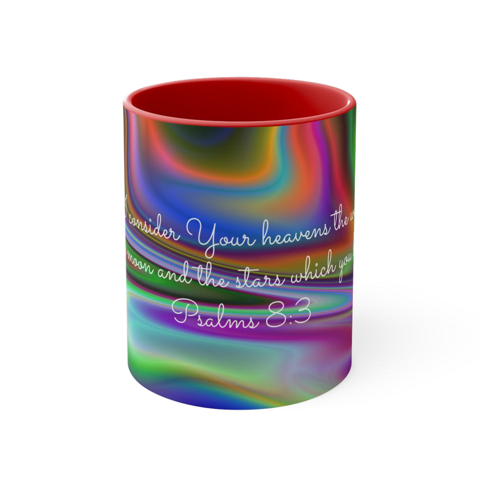 62CMSM  Colorful Marble Psalms 8:3  Mug