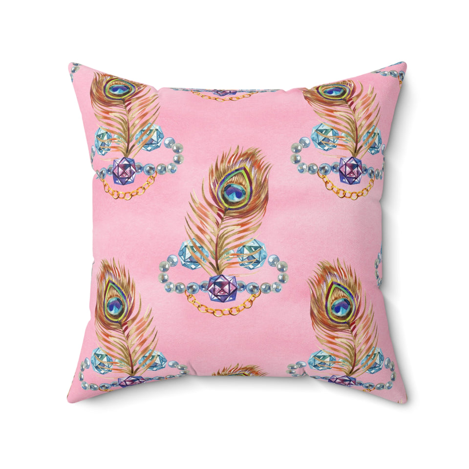 47PCF  Peacock Feather Pillow