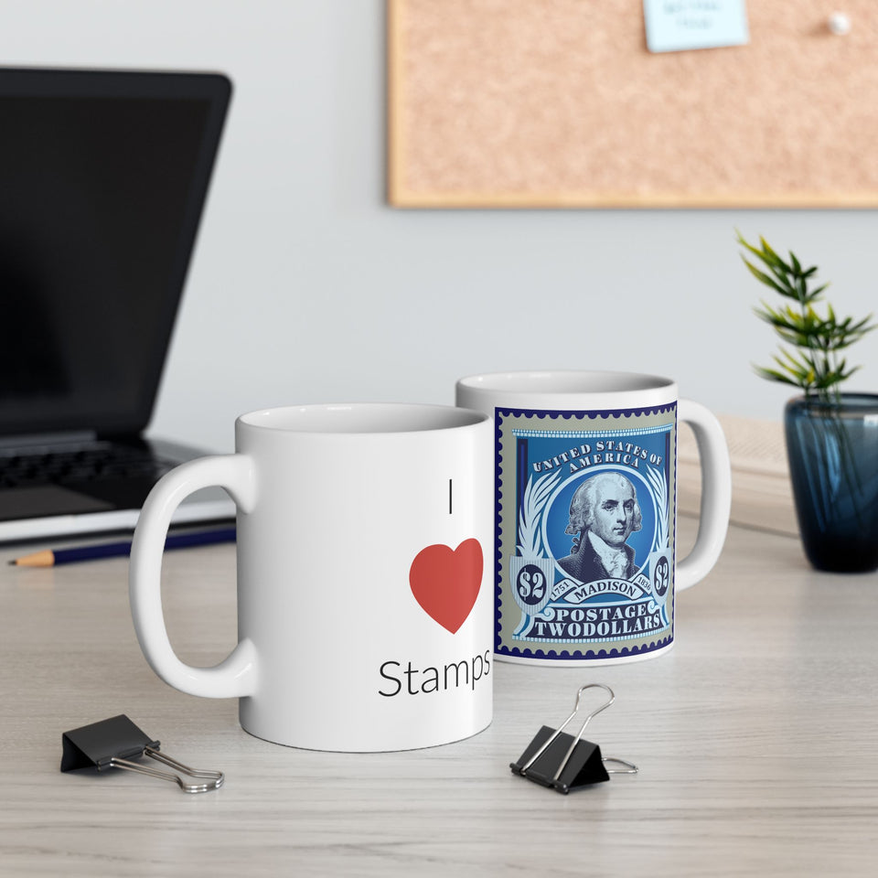 1JMSM  James Madison US Stamp mug