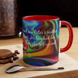 81CMSM   Colorful Marble Matthew 8:14-15 Mug