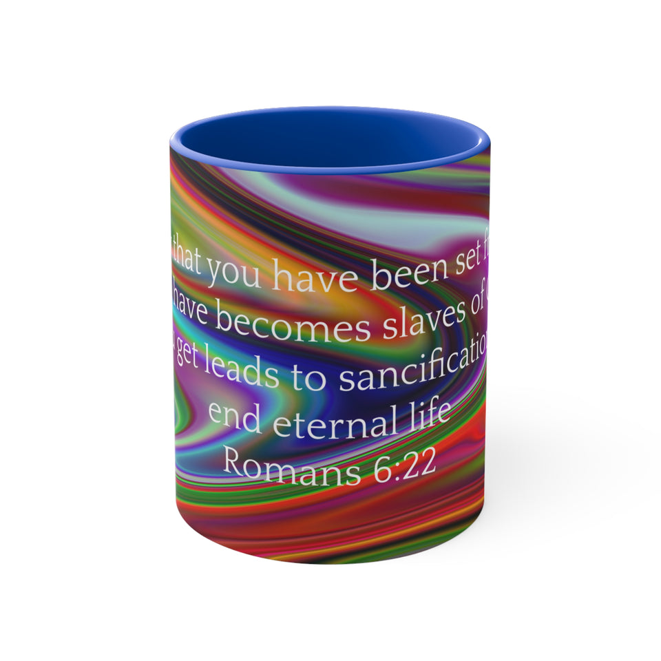 27CMSM  Colorful  Marble Romans 6:22 Mug