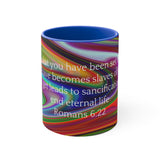 27CMSM  Colorful  Marble Romans 6:22 Mug