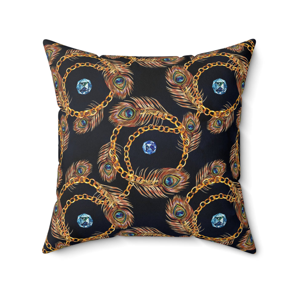 41PCF  Peacock Feather Pillow