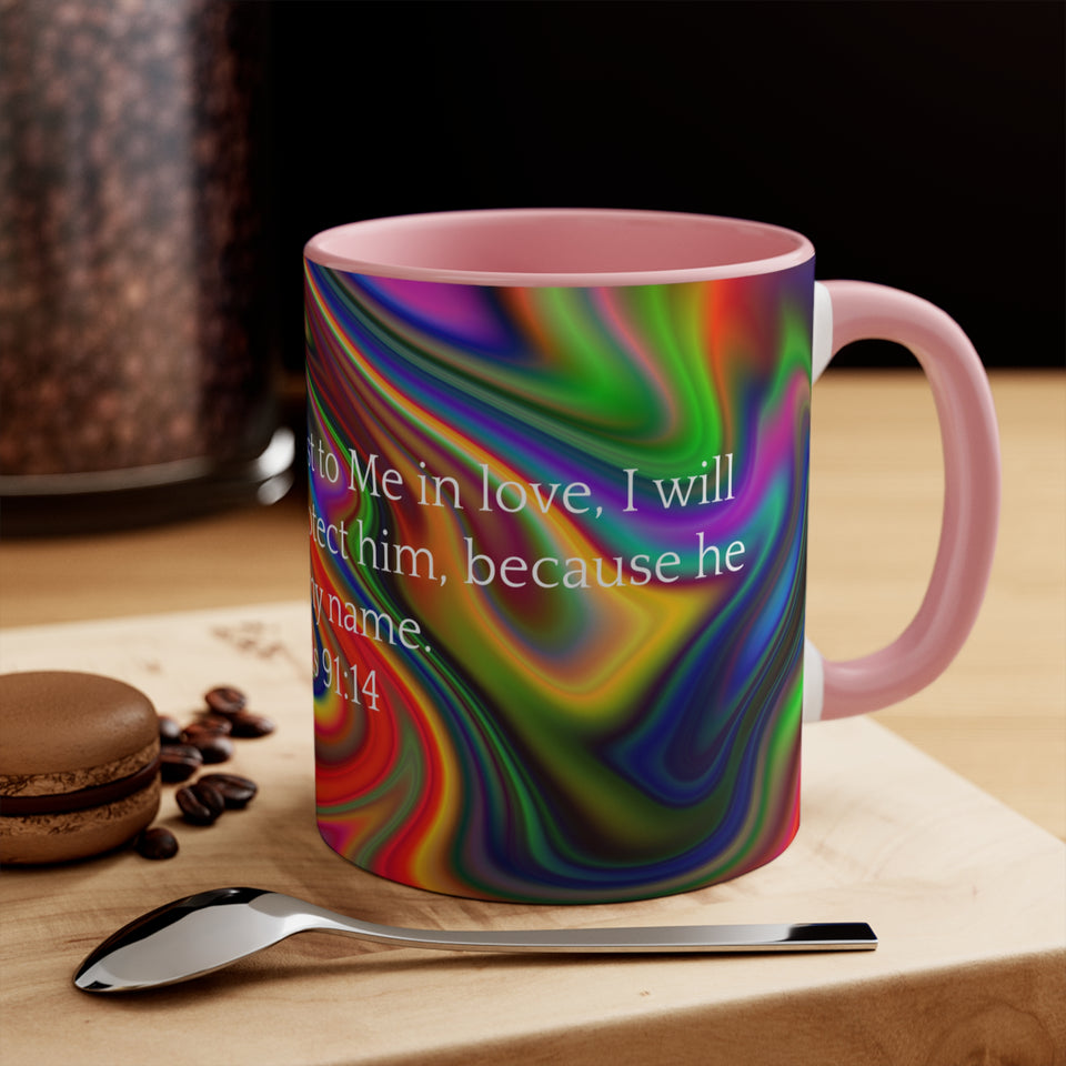 37CMSM  Colorful Marble Psalms  91:14 Mug
