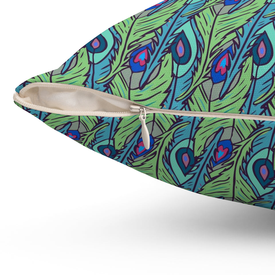 53PCF  Peacock Feather Pillow