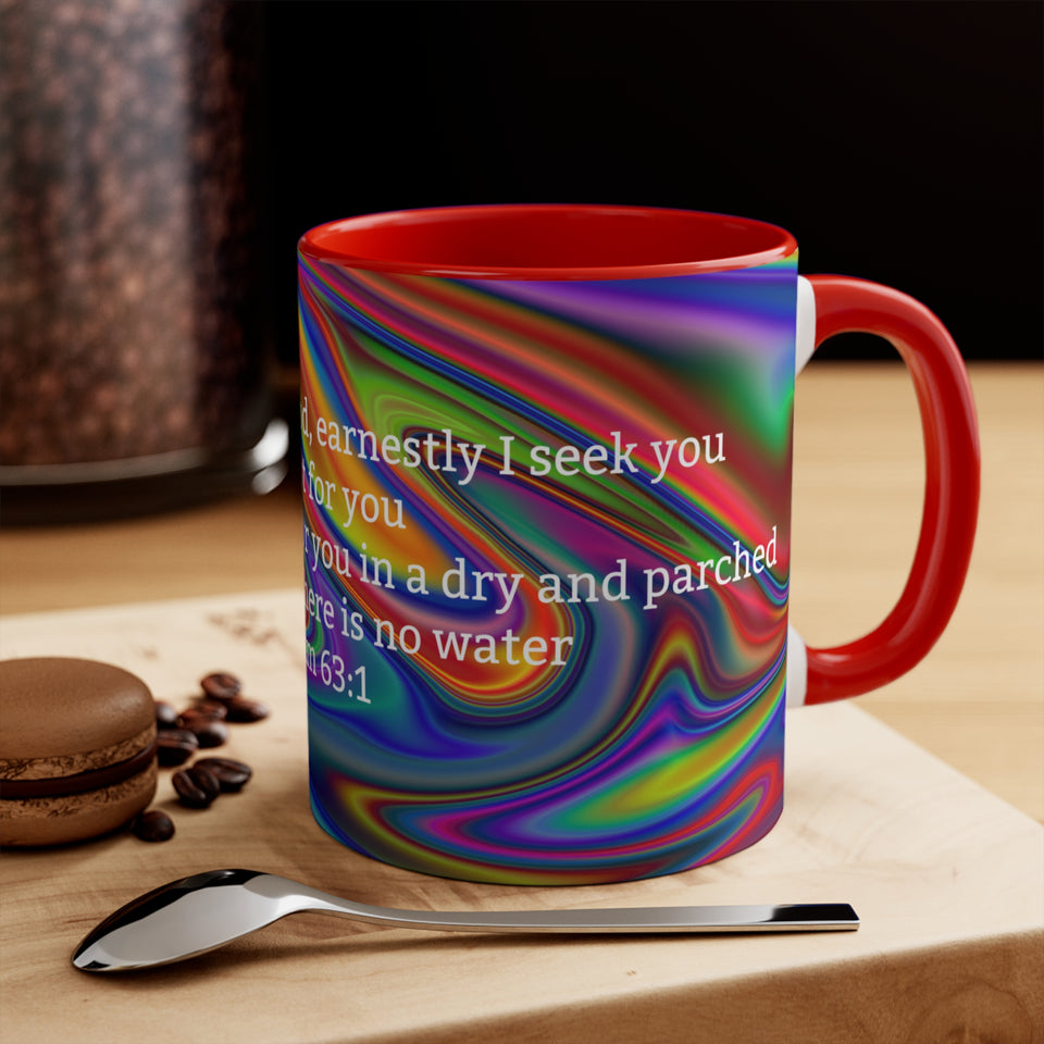 44CMSM  Colorful Marble Psalms 63:1  Mug