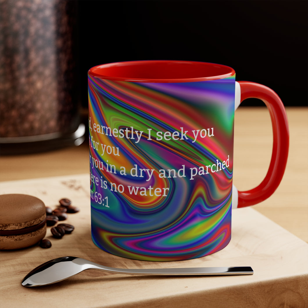 44CMSM  Colorful Marble Psalms 63:1  Mug