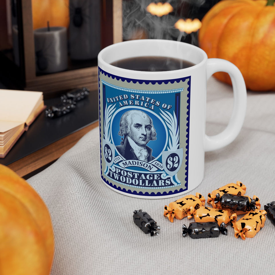 1JMSM  James Madison US Stamp mug