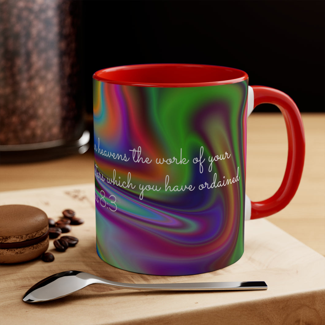 62CMSM  Colorful Marble Psalms 8:3  Mug