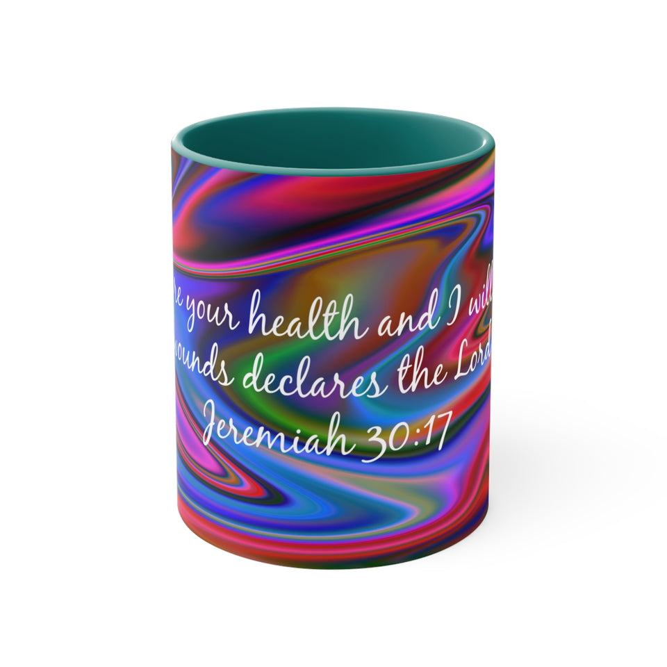 66CMSM  Colorful Marble Jeremiah 30:17 Mug