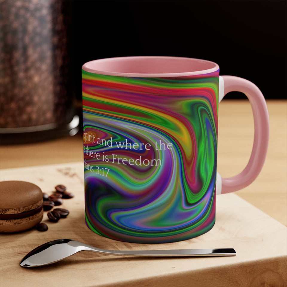 26CMSM  Colorful Marble 2 Corinthians 3:17  Mug