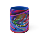 34CMSM  Colorful Marble John 8:32 Mug