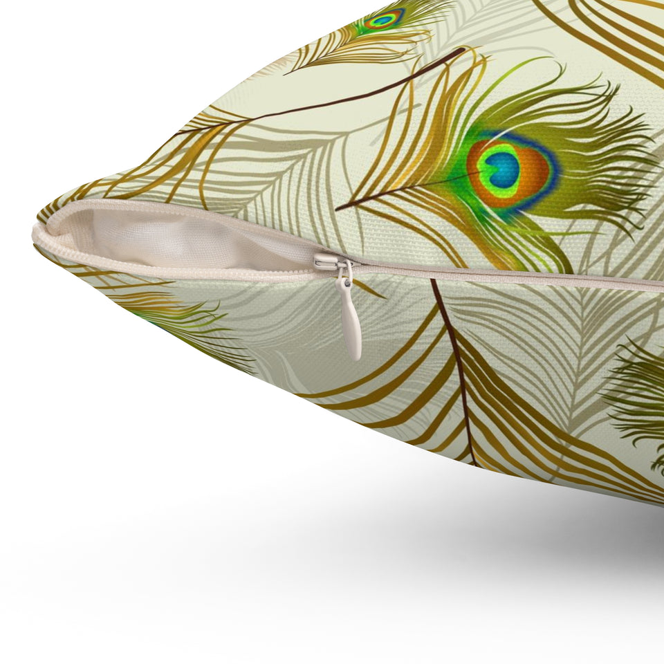 55PCF  Peacock Feather Pillow