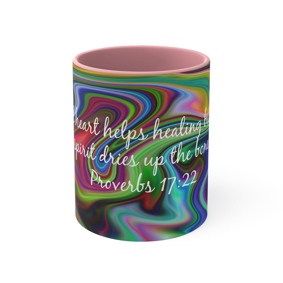 75CMSM  Colorful Marble Proverbs 17:22 Mug