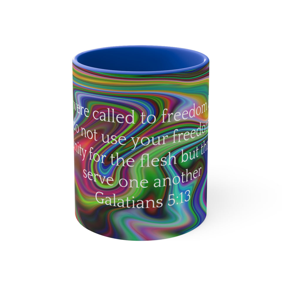 28CMSM  Colorful Marble Galatians 5:13 Mug