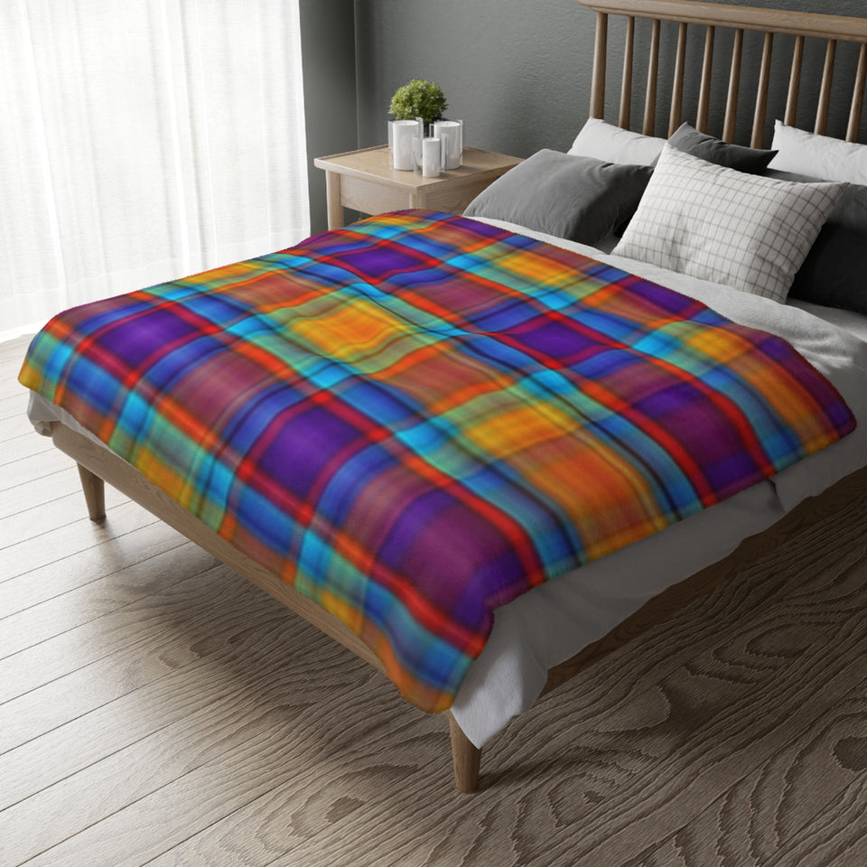49CB  Colorful Plaid Blanket