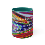 27CMSM  Colorful  Marble Romans 6:22 Mug