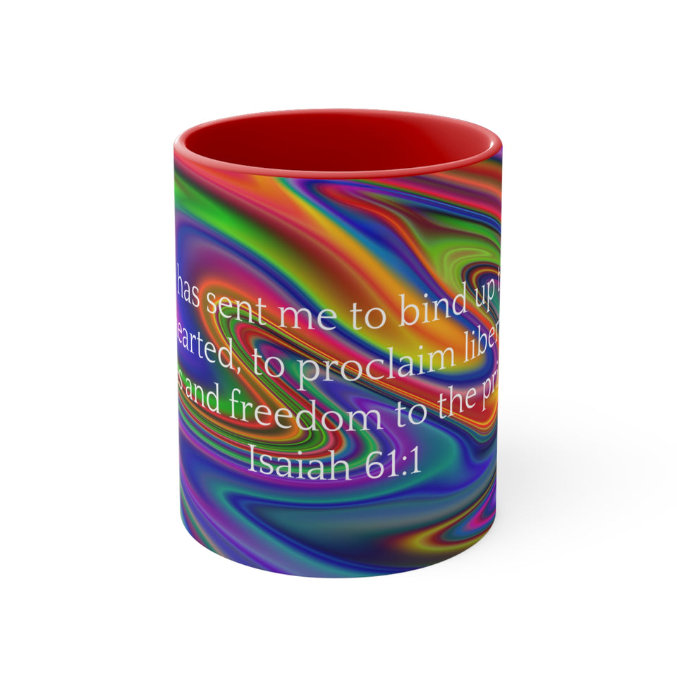 35CMSM  Colorful Marble Isaiah 61:1 Mug