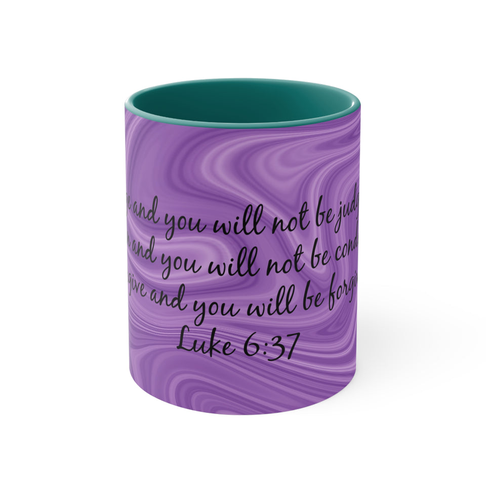 10CMSM  Colorful Marble and Luke 6:37 Mug