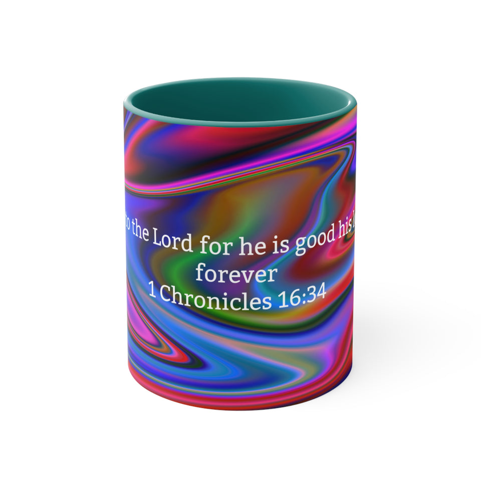 45CMSM  Colorful Marble 1 Chronicles 16:34 Mug