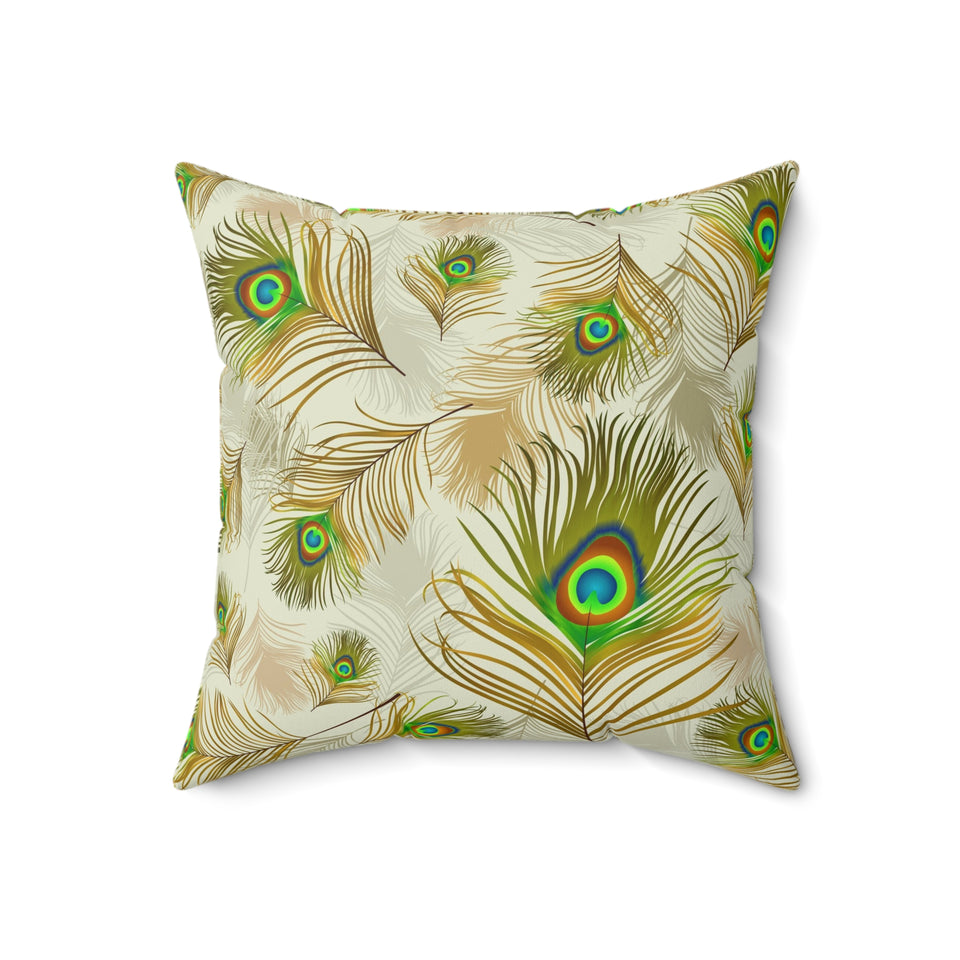 55PCF  Peacock Feather Pillow