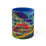 81CMSM   Colorful Marble Matthew 8:14-15 Mug