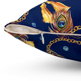 61PCF  Peacock Feather Pillow