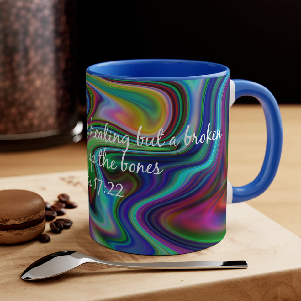 75CMSM  Colorful Marble Proverbs 17:22 Mug