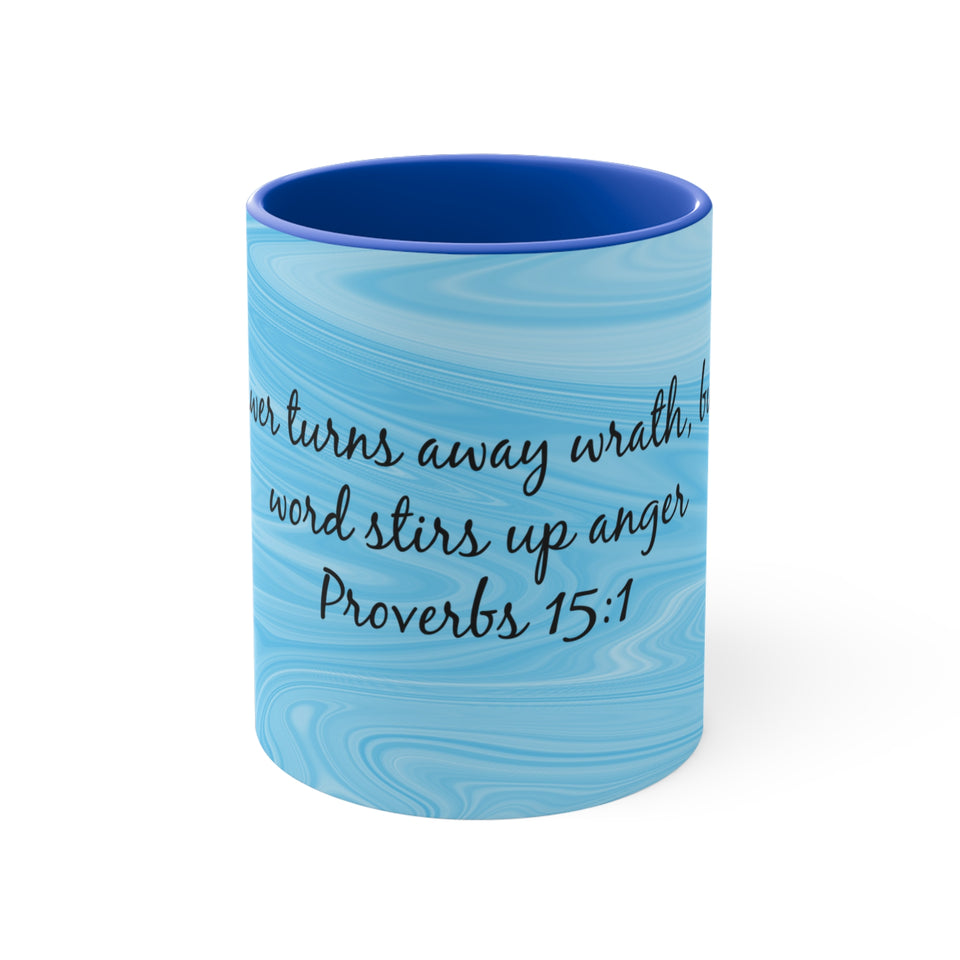 20CMSM  Colorful Marble Proverbs 15:1 Mug