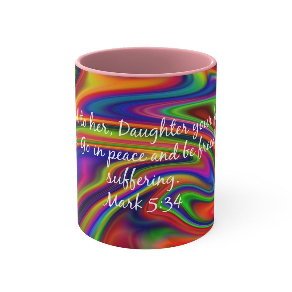 70CMSM  Colorful Marble Mark 5:34 Mug