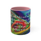 81CMSM   Colorful Marble Matthew 8:14-15 Mug