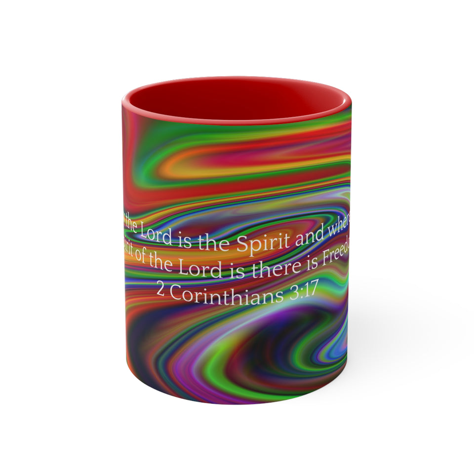 26CMSM  Colorful Marble 2 Corinthians 3:17  Mug