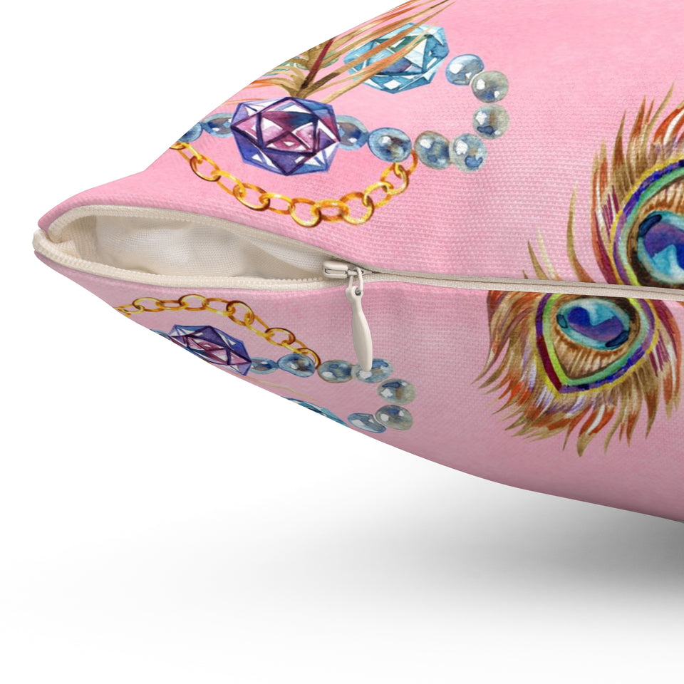 47PCF  Peacock Feather Pillow