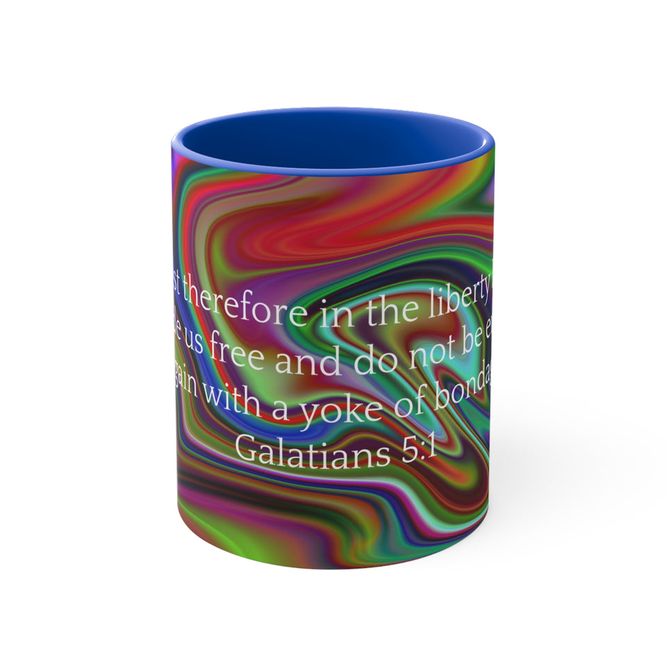 24CMSM  Colorful Marble Galatians 5:1 Mug