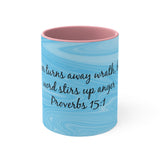 20CMSM  Colorful Marble Proverbs 15:1 Mug