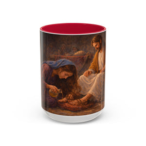 BSM75  Mary Washing Jesus Feet Mug