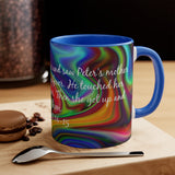 81CMSM   Colorful Marble Matthew 8:14-15 Mug