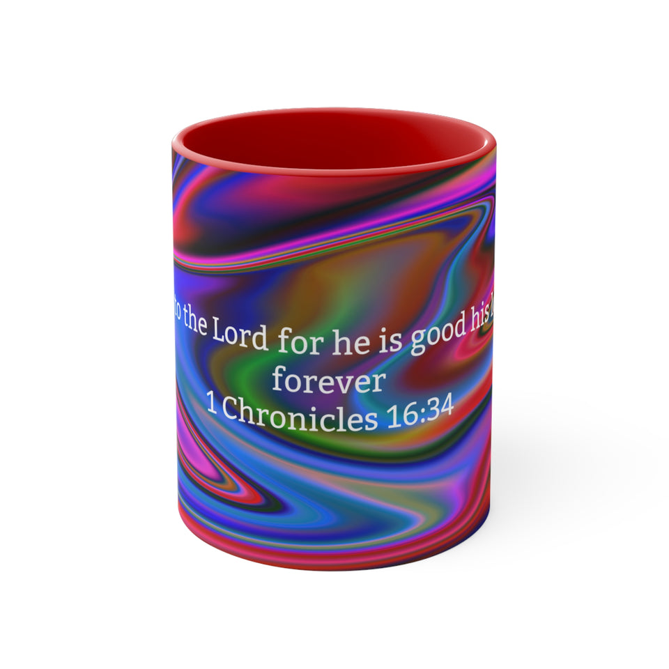 45CMSM  Colorful Marble 1 Chronicles 16:34 Mug