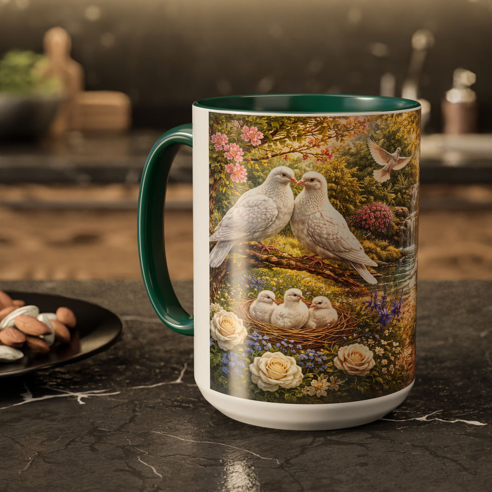AM19  White Doves Garden Mug