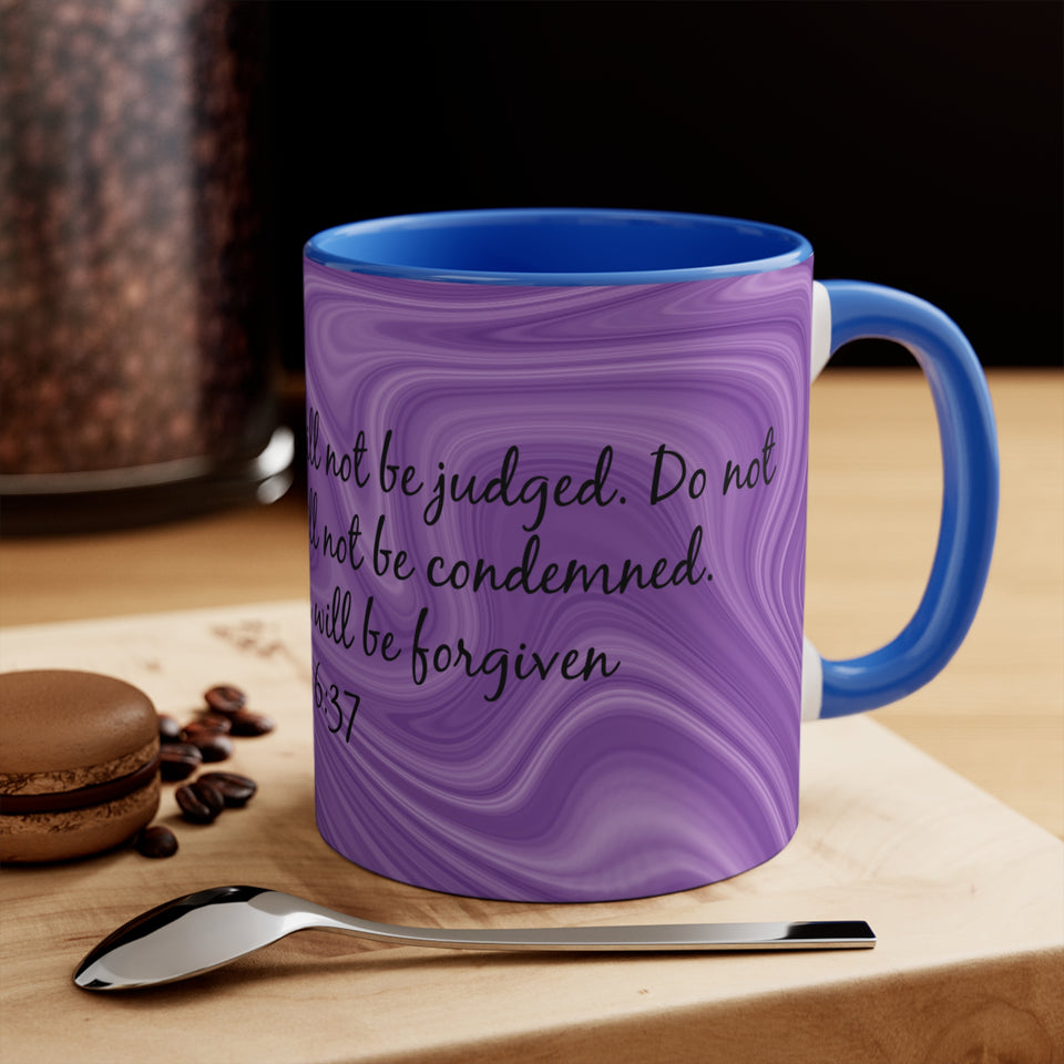 10CMSM  Colorful Marble and Luke 6:37 Mug