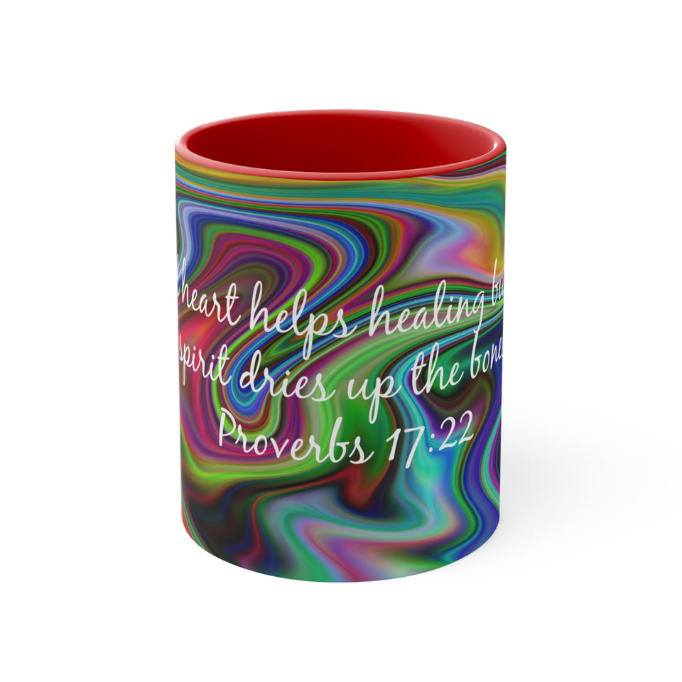 75CMSM  Colorful Marble Proverbs 17:22 Mug