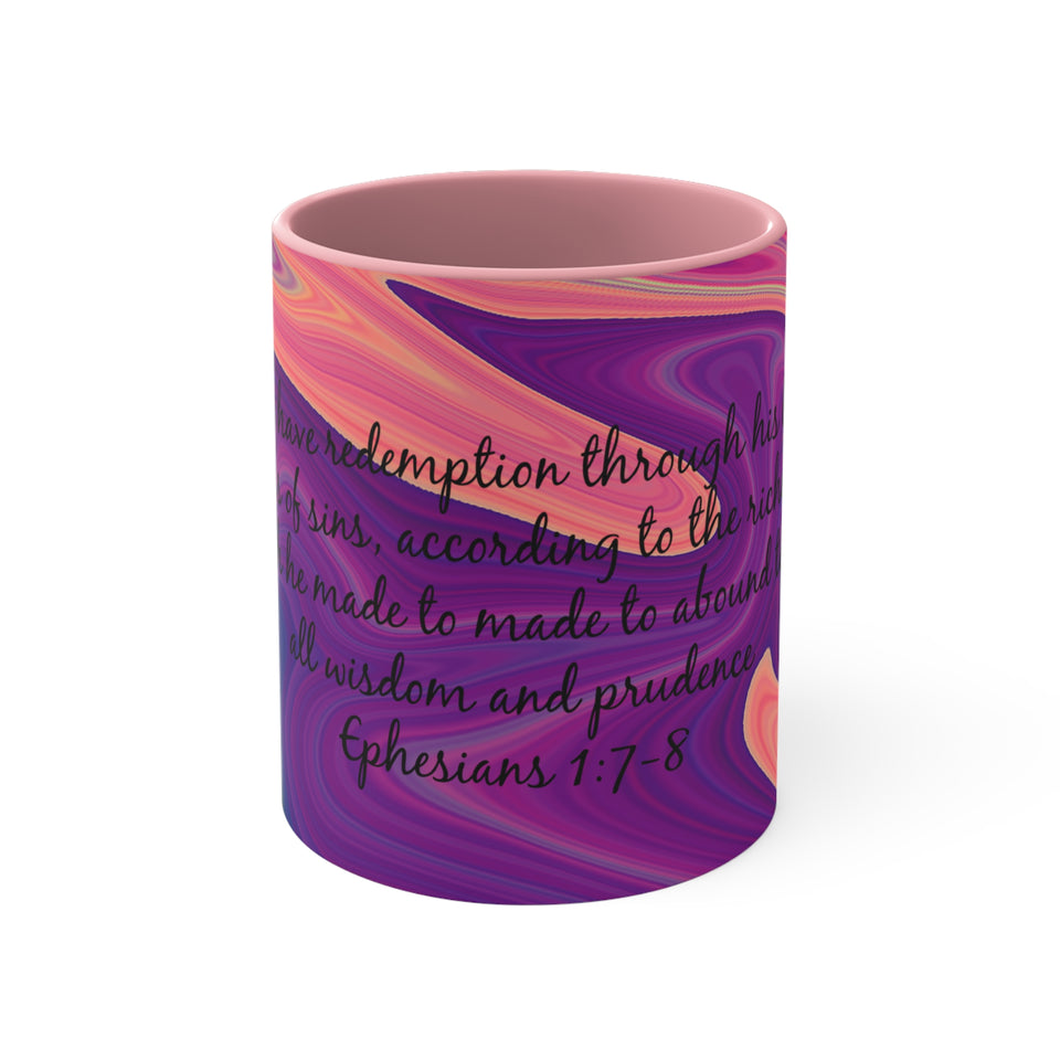 11CMSM  Colorful Marble Ephesians 1:7-8 Mug
