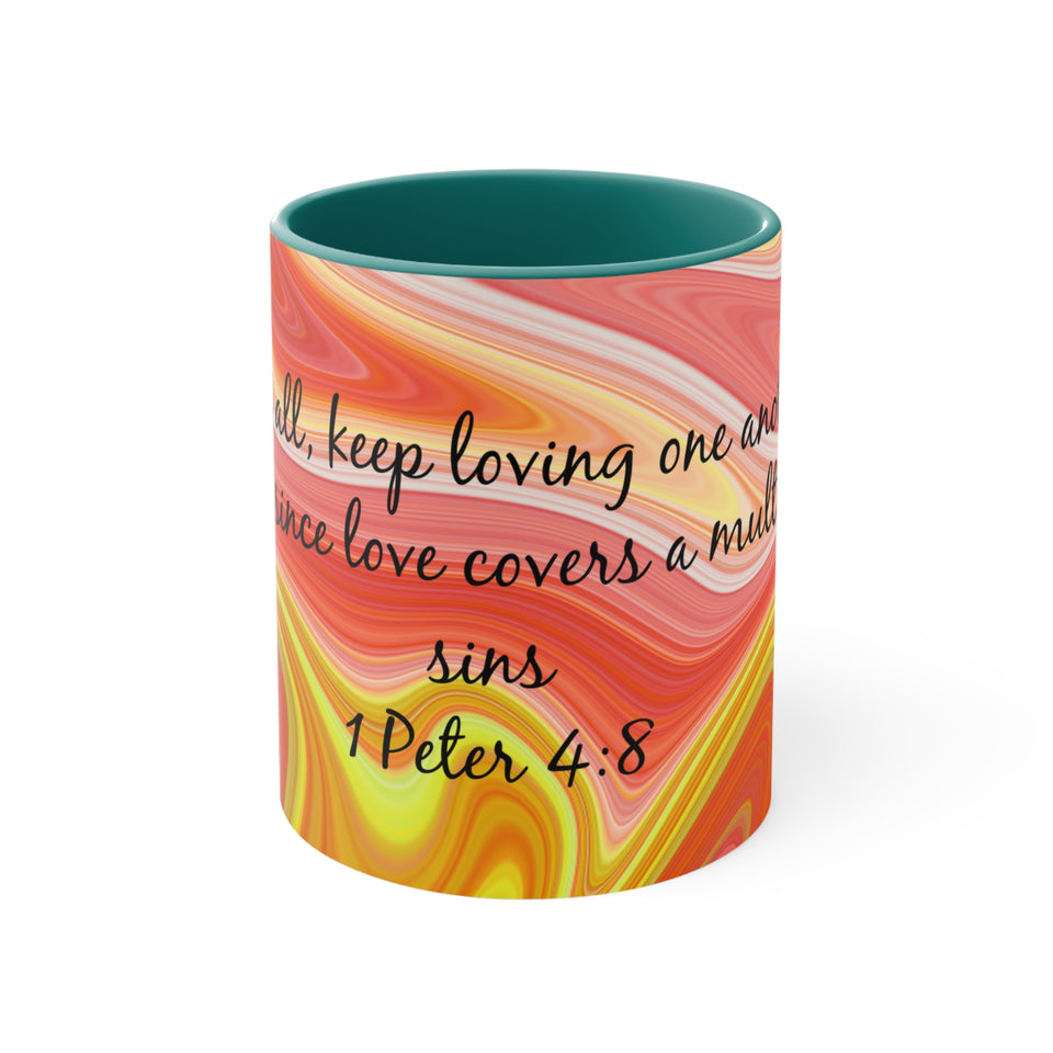 19CMSM  Colorful Marble 1 Peter 4:8 Mug